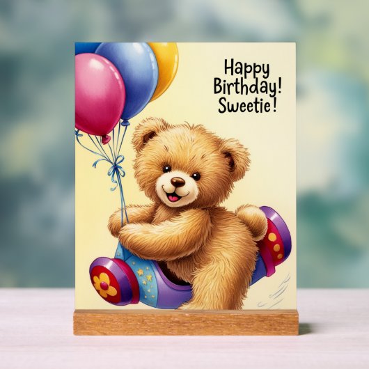 gelukkige verjaardag acryl bord (Neutraal)