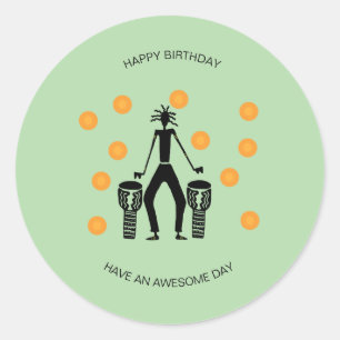 Gelukkige verjaardag, Afrikaans drumfeest Ronde Sticker