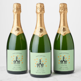 Gelukkige verjaardag, Afrikaans drumfeest Sparkling Wijnetiket