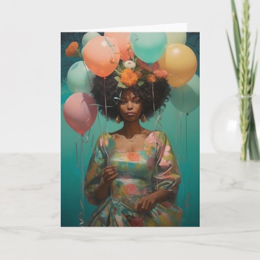 Gelukkige Verjaardag Afrikaanse Amerikaanse Vrouwe Kaart (Voorkant)
