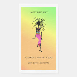 Gelukkige Verjaardag, Afrikaanse Art Woman Warrior Servet