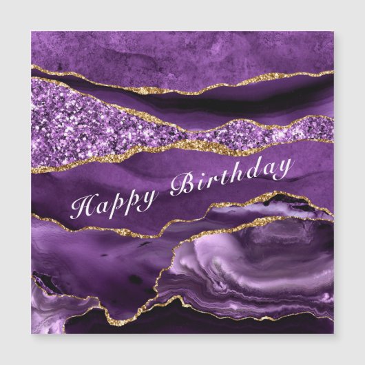 Gelukkige verjaardag - Agate Paars Violet Goud (Voorkant)