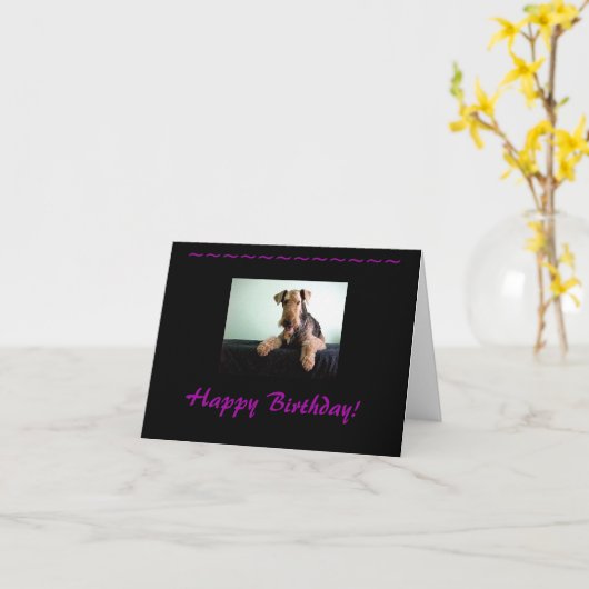 Gelukkige Verjaardag Airedale Terrier Kaart (Gele Bloem)