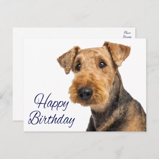 Gelukkige Verjaardag Airedale Terrier Puppy Dog Bl Briefkaart (Voorkant / Achterkant)