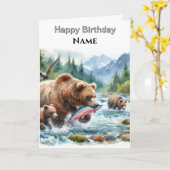 Gelukkige Verjaardag Alaskan Grizzly Beer Kaart (Gele Bloem)