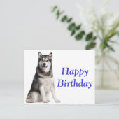 Gelukkige Verjaardag Alaskan Malamute Puppy Dog Ka Briefkaart (Staand voorkant)