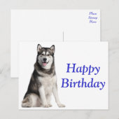 Gelukkige Verjaardag Alaskan Malamute Puppy Dog Ka Briefkaart (Voorkant / Achterkant)
