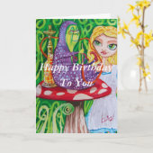 Gelukkige Verjaardag Alice in wonderland rups Kaart (Gele Bloem)