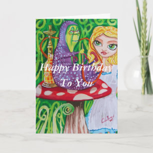 Gelukkige Verjaardag Alice in wonderland rups Kaart