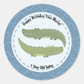 Gelukkige Verjaardag Alligators Krokodillen samen Ronde Sticker (Voorkant)