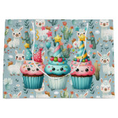 Gelukkige verjaardag alpaca's en cupcakes groot cadeauzakje (Voorkant)