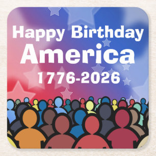 Gelukkige Verjaardag Amerika 1776 tot 2026 Kartonnen Onderzetters