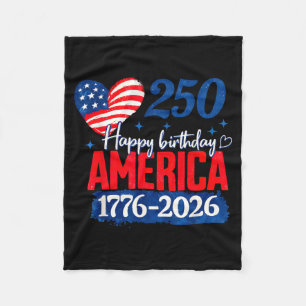 Gelukkige verjaardag Amerika 250 jaar patriottisch Fleece Deken
