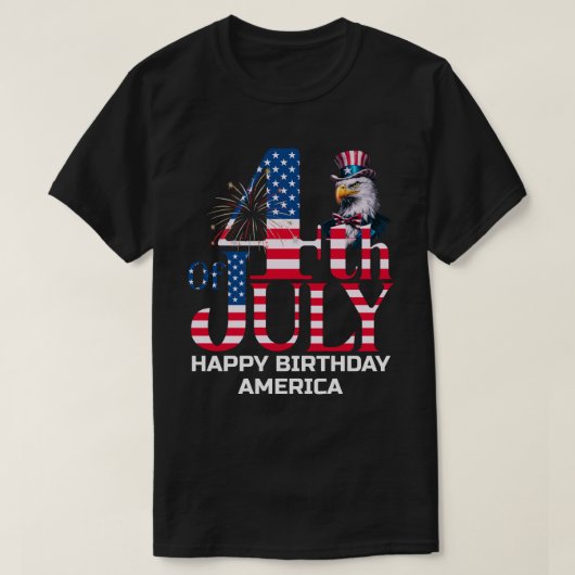 Gelukkige verjaardag Amerika - 4 juli T-shirt (Design voorkant)