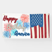Gelukkige Verjaardag Amerika 4th van Juli Feest Spandoek (Horizontaal)