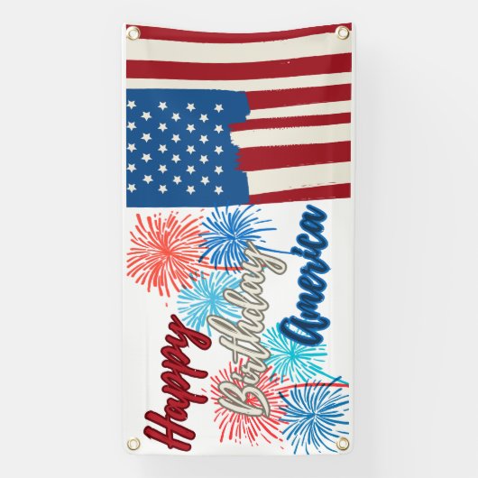 Gelukkige Verjaardag Amerika 4th van Juli Feest Spandoek (Verticaal)
