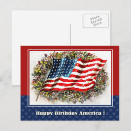 Gelukkige verjaardag, Amerika. Amerikaanse vlag Briefkaart
