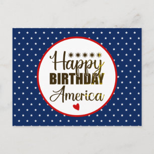 Gelukkige verjaardag Amerika, Patriotisch Rood Wit Briefkaart