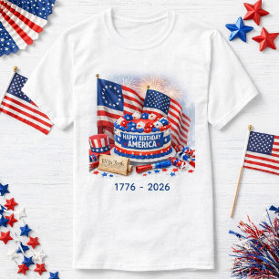 Gelukkige verjaardag Amerika Patriottische Unisex  T-shirt