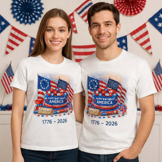 Gelukkige verjaardag Amerika Patriottische Unisex  T-shirt