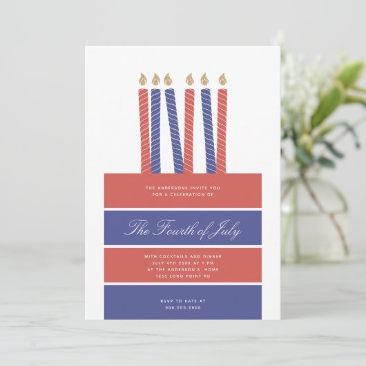 Gelukkige Verjaardag Amerika Rood Blauw 4 juli Fee Kaart (Staand voorkant)