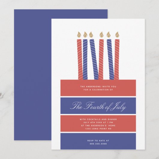Gelukkige Verjaardag Amerika Rood Blauw 4 juli Fee Kaart (Voorkant / Achterkant)