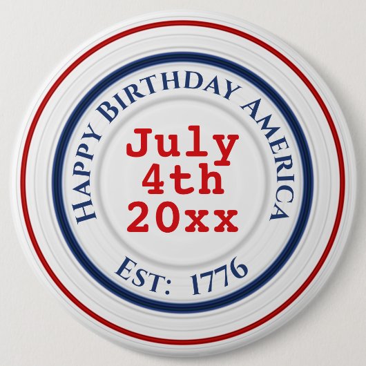 Gelukkige Verjaardag Amerika Rood Wit Blauw Patrio Ronde Button 6,0 Cm (Voorkant)
