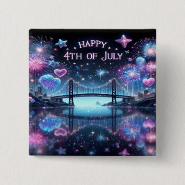 Gelukkige verjaardag Amerika Vierkante Button 5,1 Cm