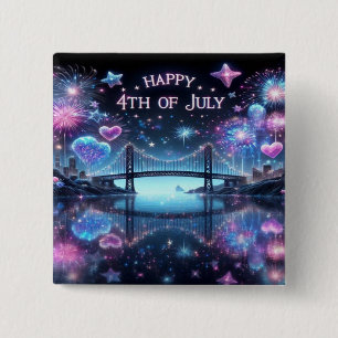 Gelukkige verjaardag Amerika Vierkante Button 5,1 Cm