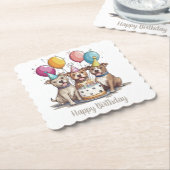 Gelukkige Verjaardag Amerikaanse Pit Bull Terrier  Kartonnen Onderzetters (Gebogen)