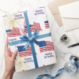 Gelukkige Verjaardag Amerikaanse vlag Cadeaupapier