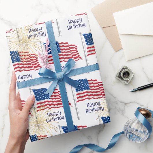 Gelukkige Verjaardag Amerikaanse vlag Cadeaupapier (Geschenken)