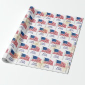 Gelukkige Verjaardag Amerikaanse vlag Cadeaupapier (Uitgerold)