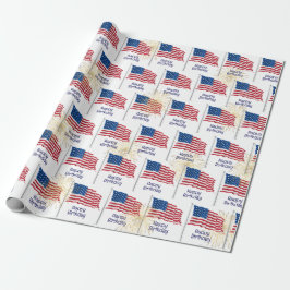 Gelukkige Verjaardag Amerikaanse vlag Cadeaupapier