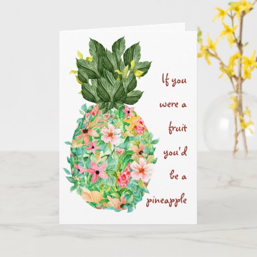 Gelukkige verjaardag ananas fruit zoete hart van g kaart (Gele Bloem)