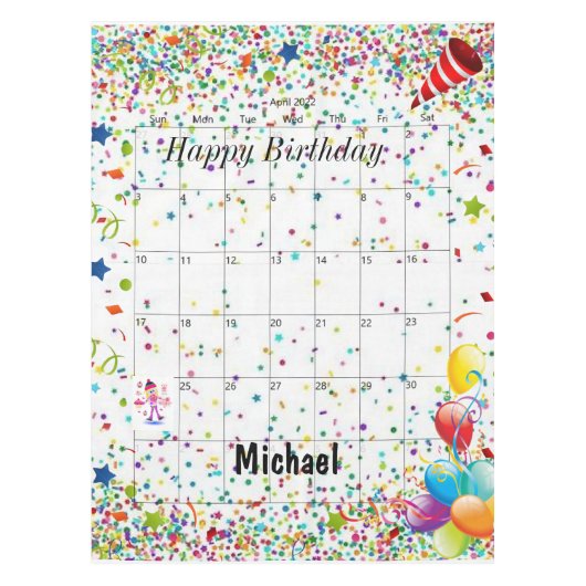 Gelukkige Verjaardag April 2022 Tafelkleed (Voorkant)