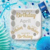 Gelukkige verjaardag April verjaardagen Papieren B Papieren Bordje (Feest)