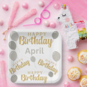 Gelukkige verjaardag April verjaardagen Papieren B Papieren Bordje (Feest)