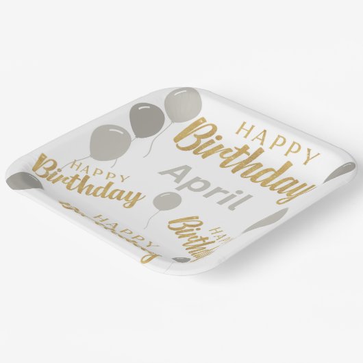 Gelukkige verjaardag April verjaardagen Papieren B Papieren Bordje (Gebogen)