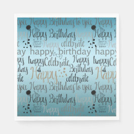 Gelukkige Verjaardag Aqua Ombre Servet
