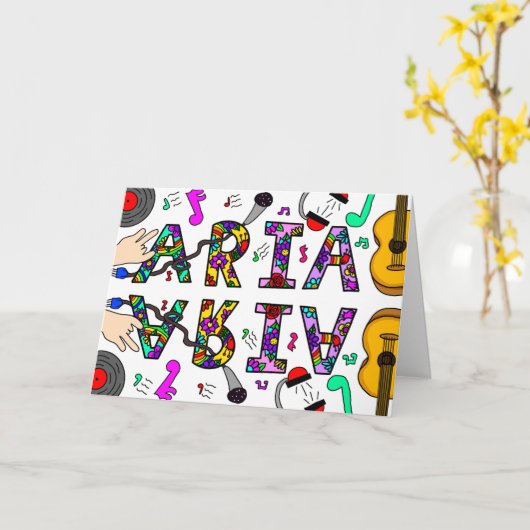 Gelukkige verjaardag Aria, meisjesnaam grillig Kaart (Gele Bloem)