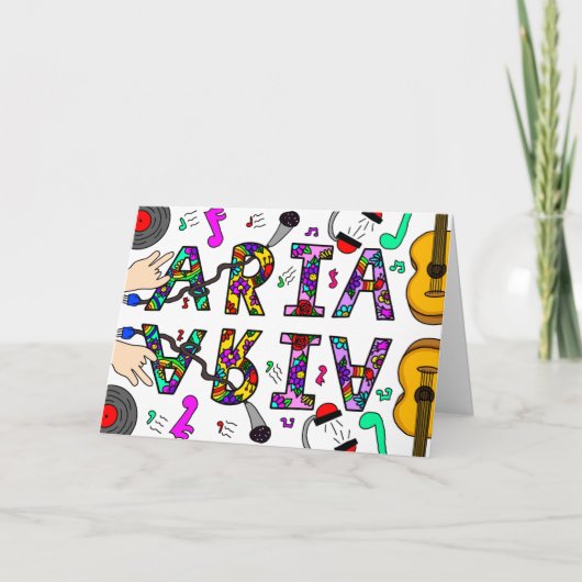 Gelukkige verjaardag Aria, meisjesnaam grillig Kaart (Voorkant)