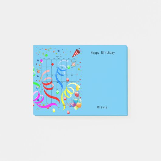 Gelukkige Verjaardag Augustus 2022 Post-it Notitie Post-it® Notes (Voorkant)