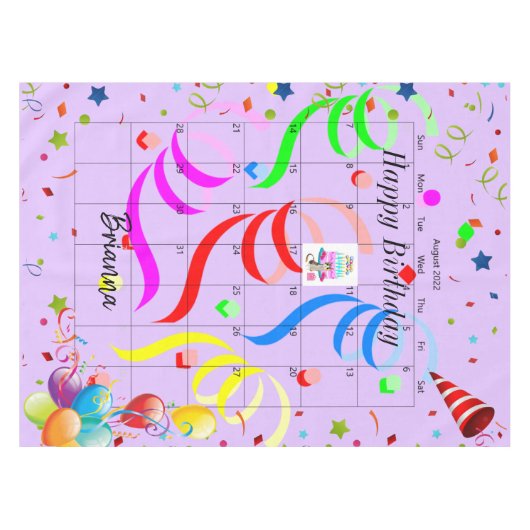 Gelukkige Verjaardag Augustus 2022 Tafelkleed (Voorkant (Horizontaal))