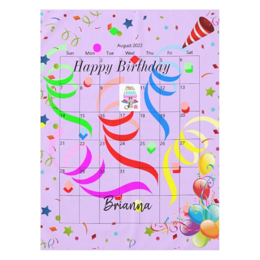 Gelukkige Verjaardag Augustus 2022 Tafelkleed (Voorkant)