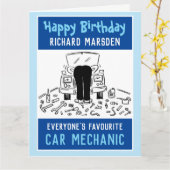Gelukkige Verjaardag Auto Mechanic Kaart (Gele Bloem)