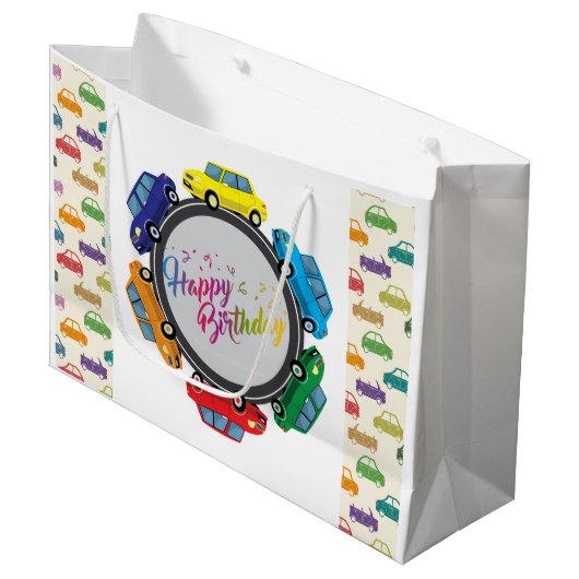 Gelukkige Verjaardag Automobielen Groot Cadeauzakje (Voorkant Gekanteld)
