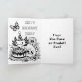 Gelukkige verjaardag Axolotl thema gepersonaliseer Kaart (Binnen)