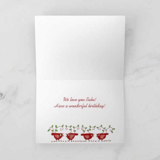 Gelukkige Verjaardag Baba Oekraïense Birdies Kaart (Binnen)