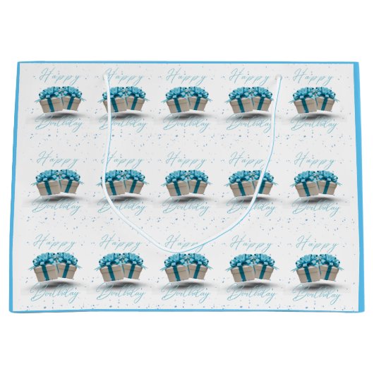 Gelukkige Verjaardag Baby Blue Grote Cadeautas (Voorkant)